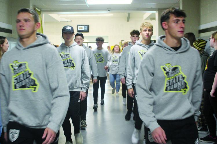 THE EXCELSIOR Springs High School soccer team walked the halls of the High School as their fellow students wished the team luck.