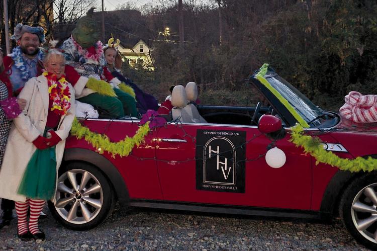 HUEY’S HIDDEN VAULT, a business coming to Excelsior Springs in the spring of 2024, made their first appearance in the Excelsior Springs Christmas Parade.